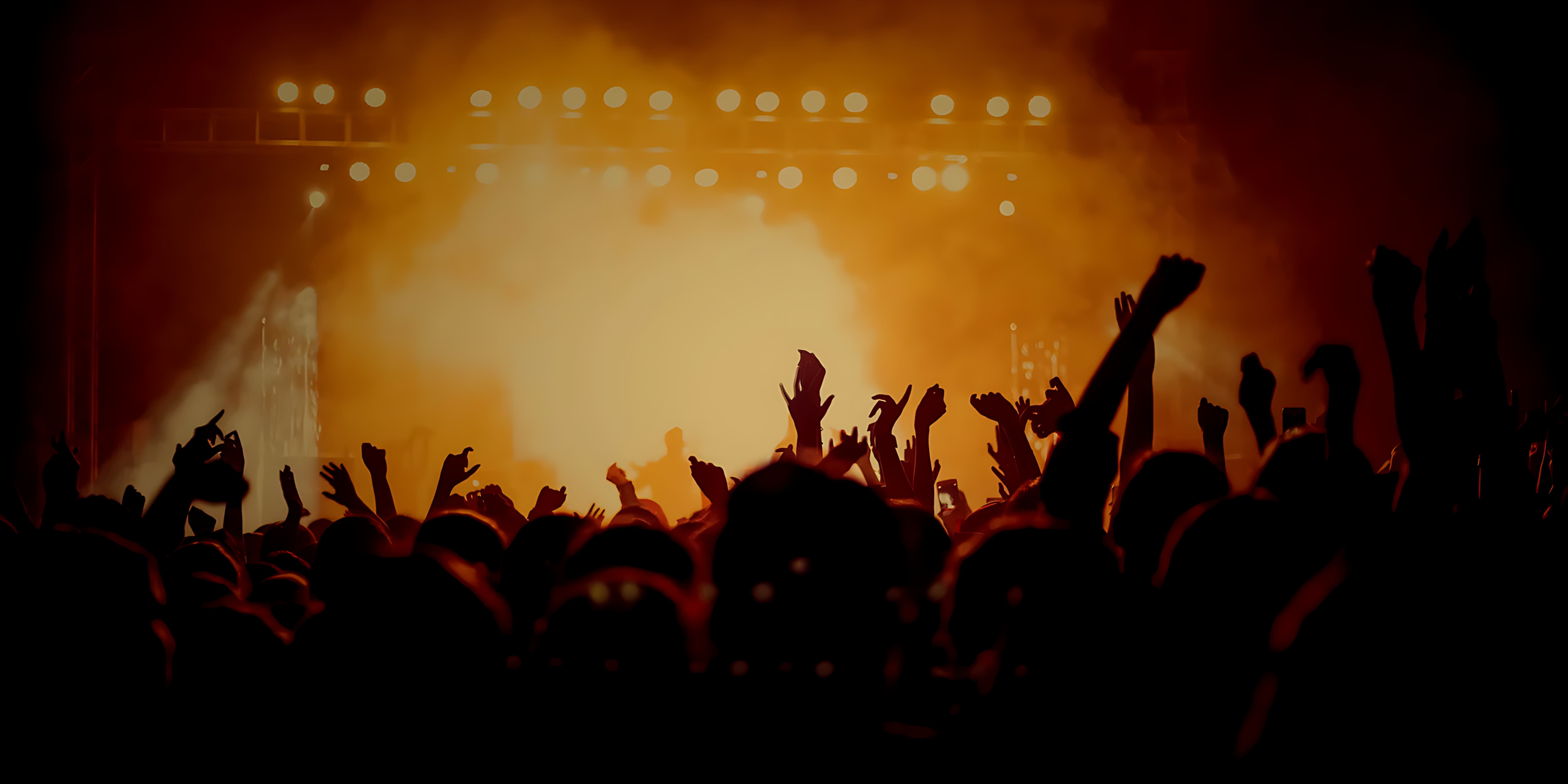 Concert crowd with raised hands